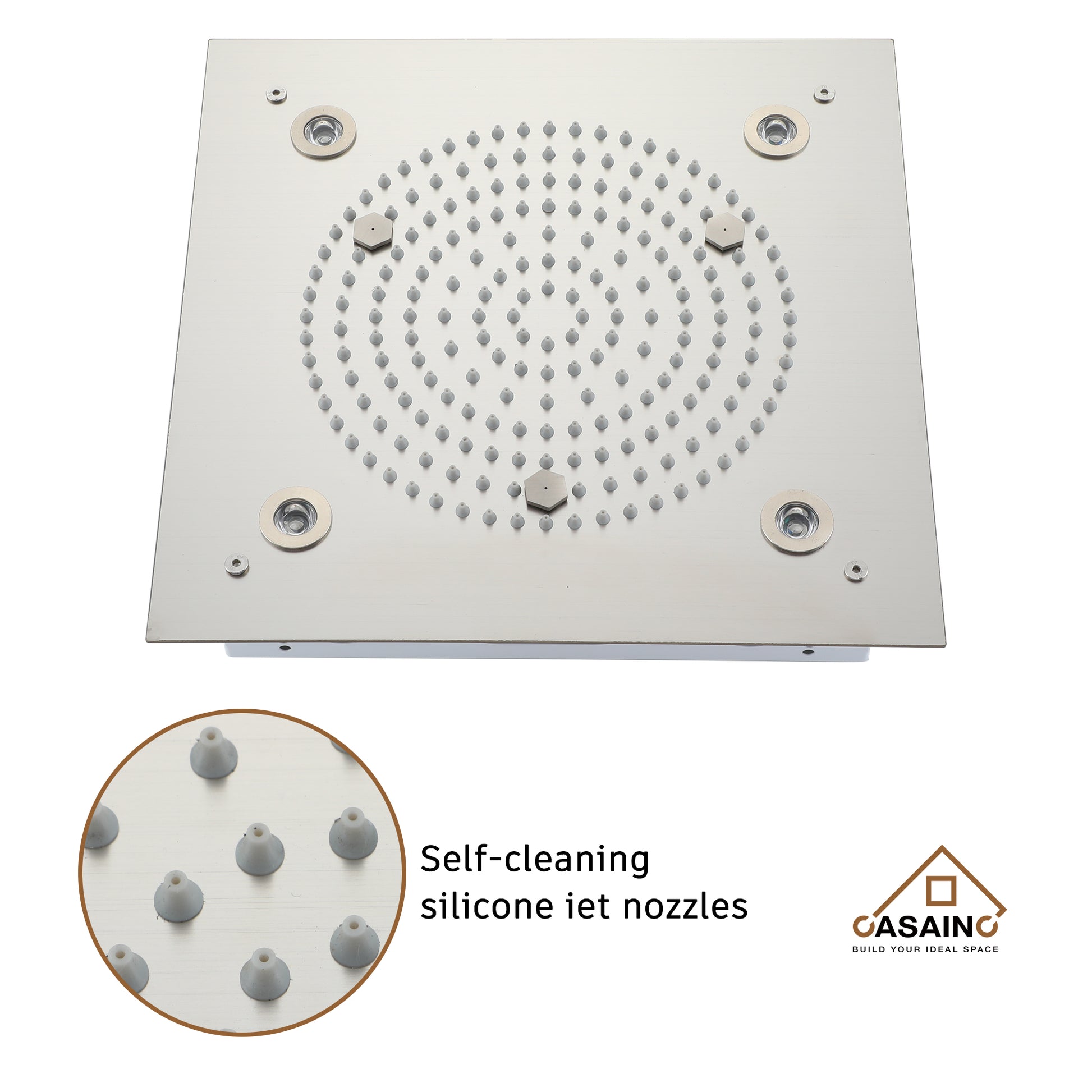 12.59" Flush-Mounted 3-Function Shower System with LED Lights