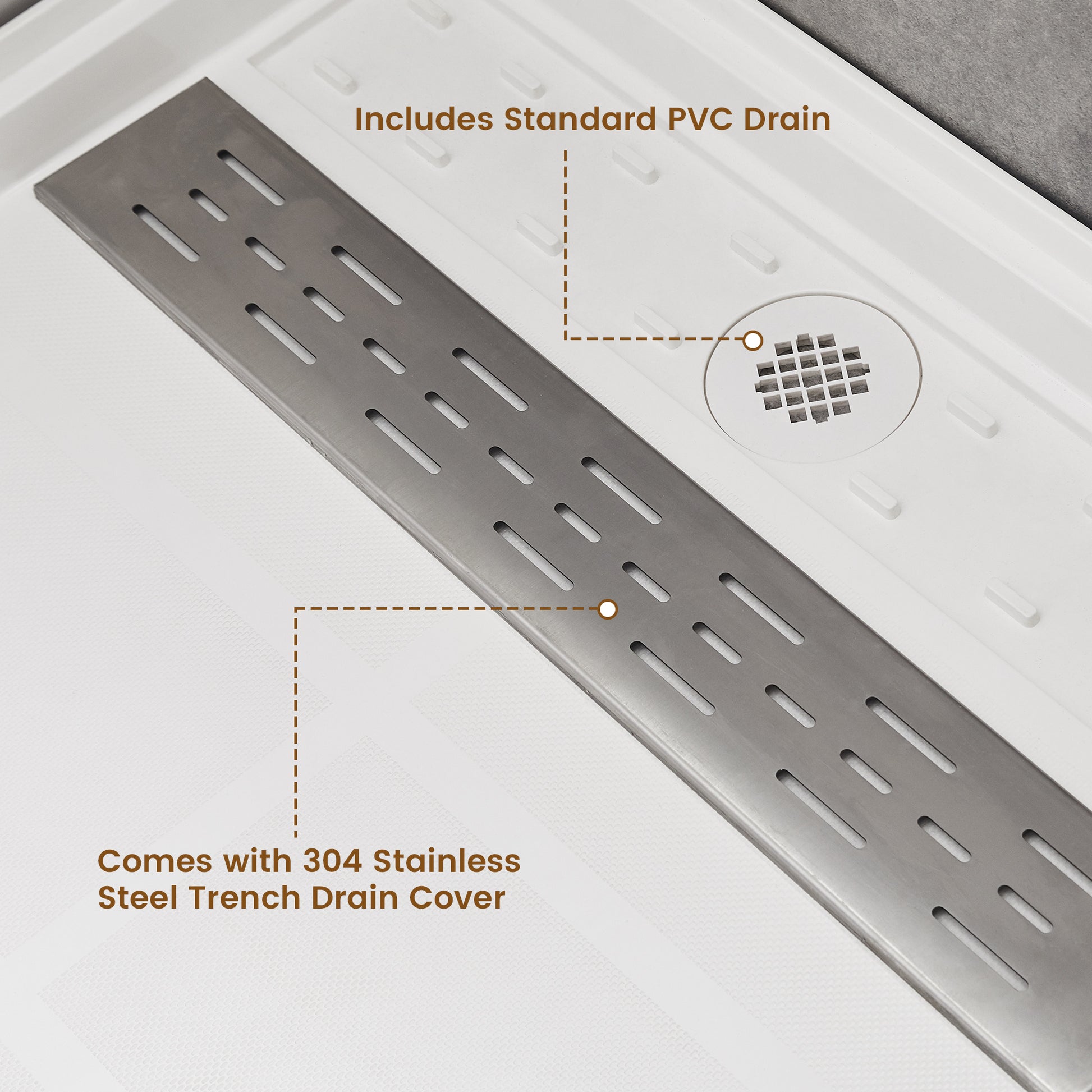 60"x30" Solid Surface Alcove Shower Pan Base in White, Drain Included