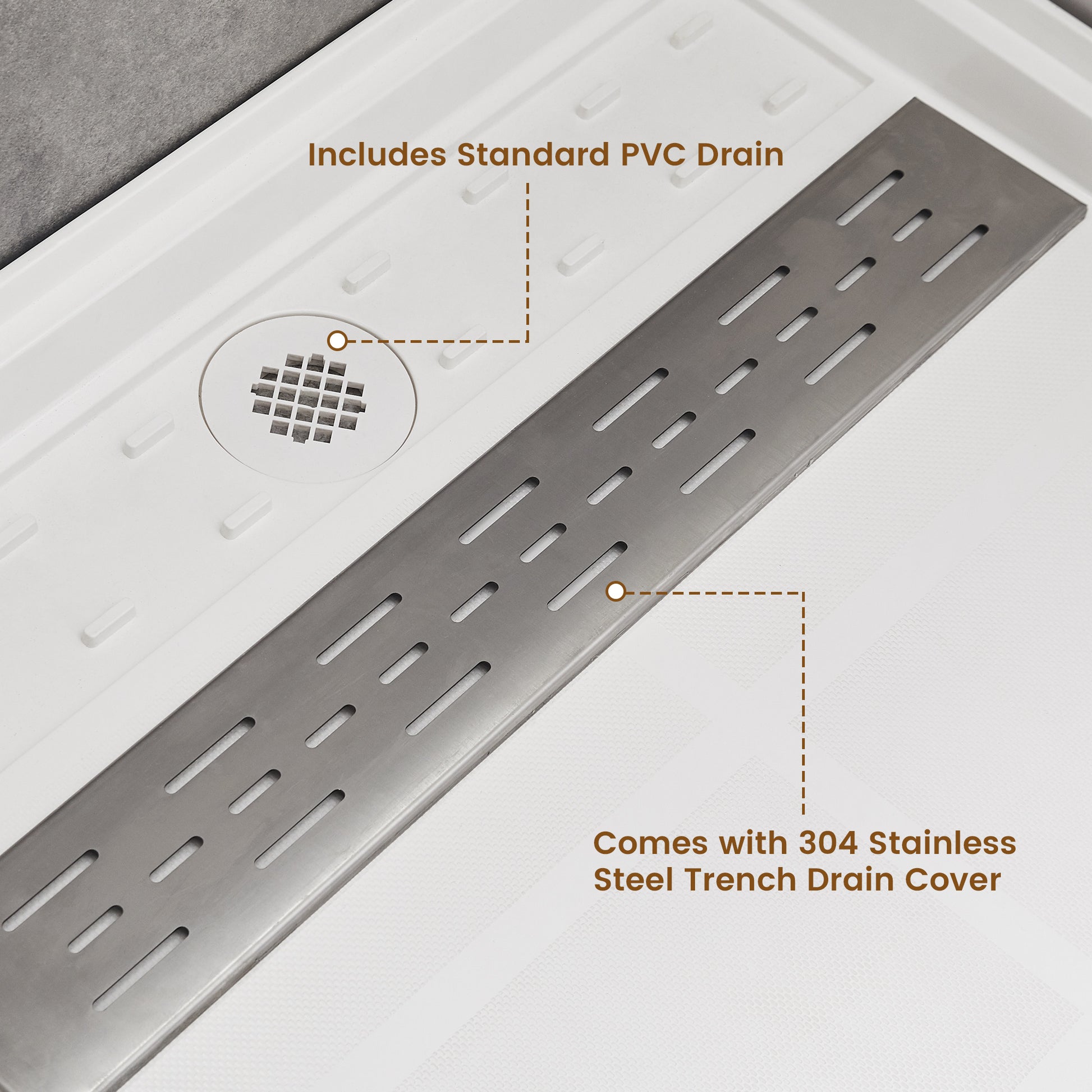 48x36” SMC Solid White Shower Base with Non-Slip Surface, CUPC Certified