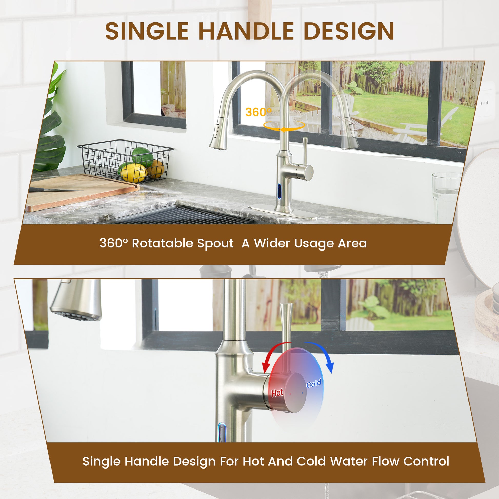 Smart Voice-Controlled Kitchen Faucet with Pull Down Sprayer and Touchless Technology