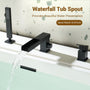 Single-Handle 3 Holes Waterfall Bathtub Filler Faucet with Hand Shower