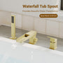 Single-Handle 3 Holes Waterfall Bathtub Filler Faucet with Hand Shower