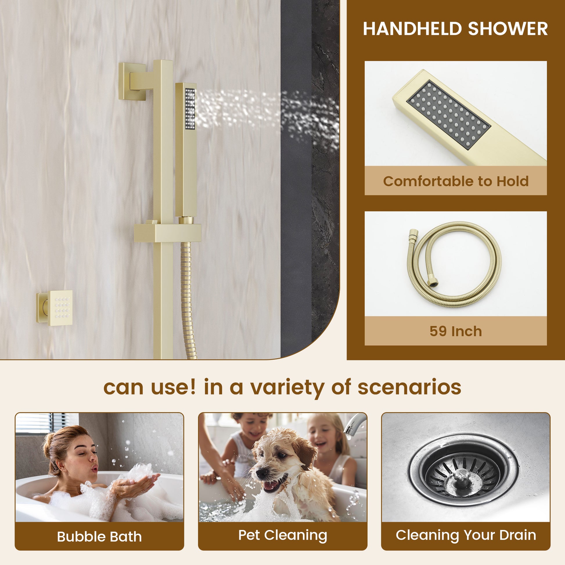 12-inch 4-Function Body Jet Shower System with Tub Spout & Slide Bar