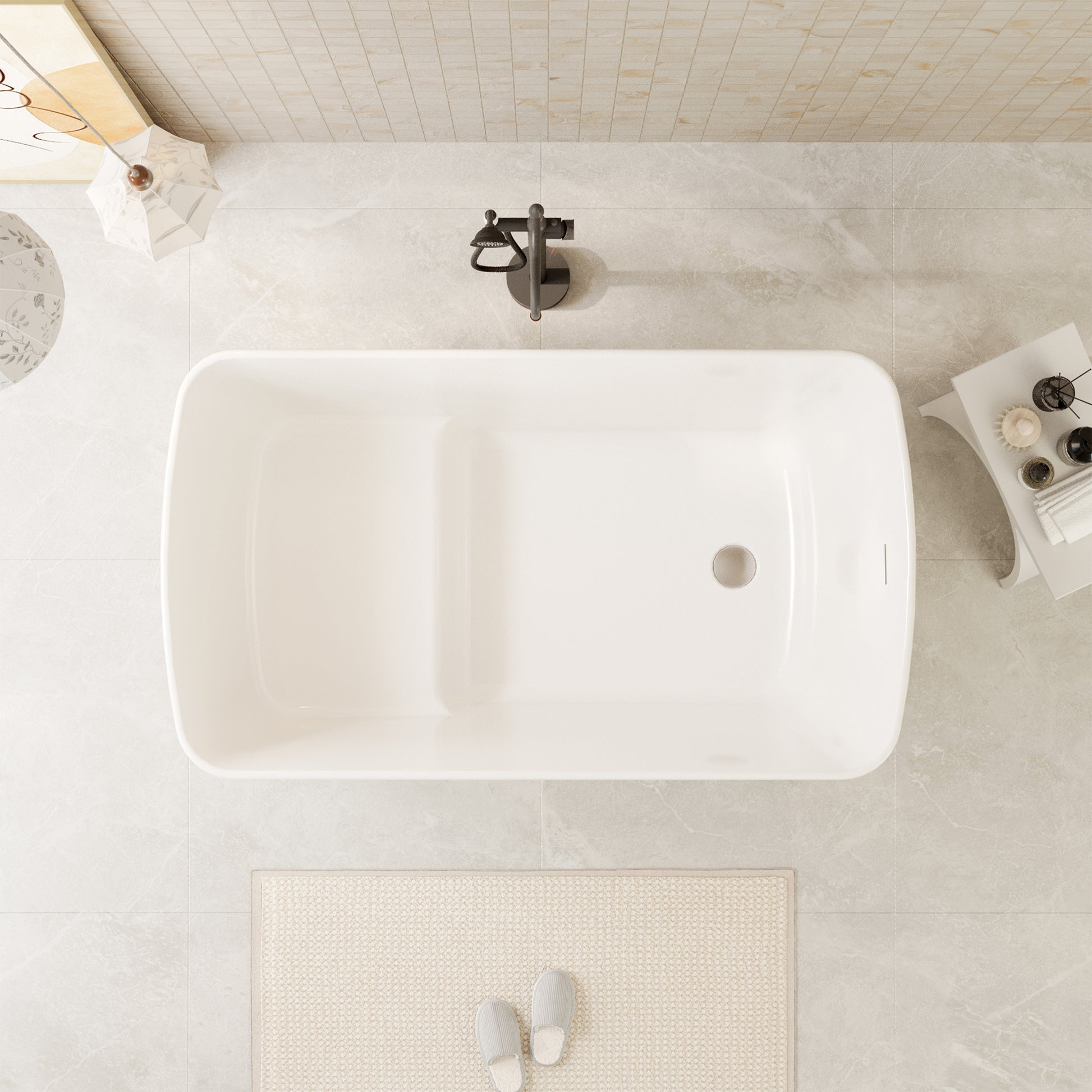 49" Acrylic Freestanding Japanese Soaking Bathtub with Sit-In Design - Glendale