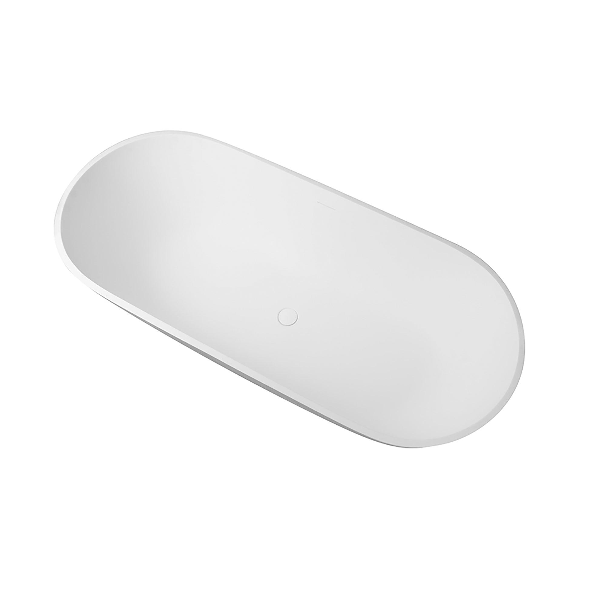 CASAINC 59/69" Solid Surface Bathtubs, Stone Resin Freestanding Tubs, Contemporary Oval Soaking Tub with Overflow and  Drain, Matte White