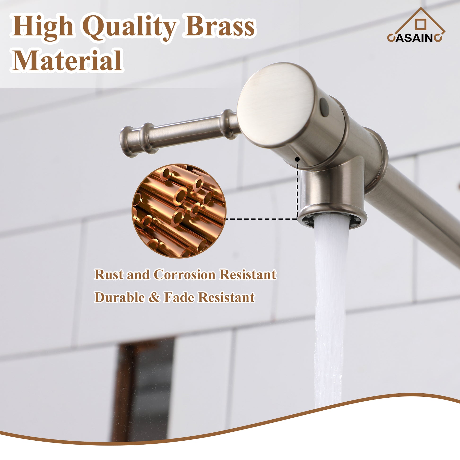 Space-Saving Wall-Mounted Pot Filler with Double Handles and Folding Design