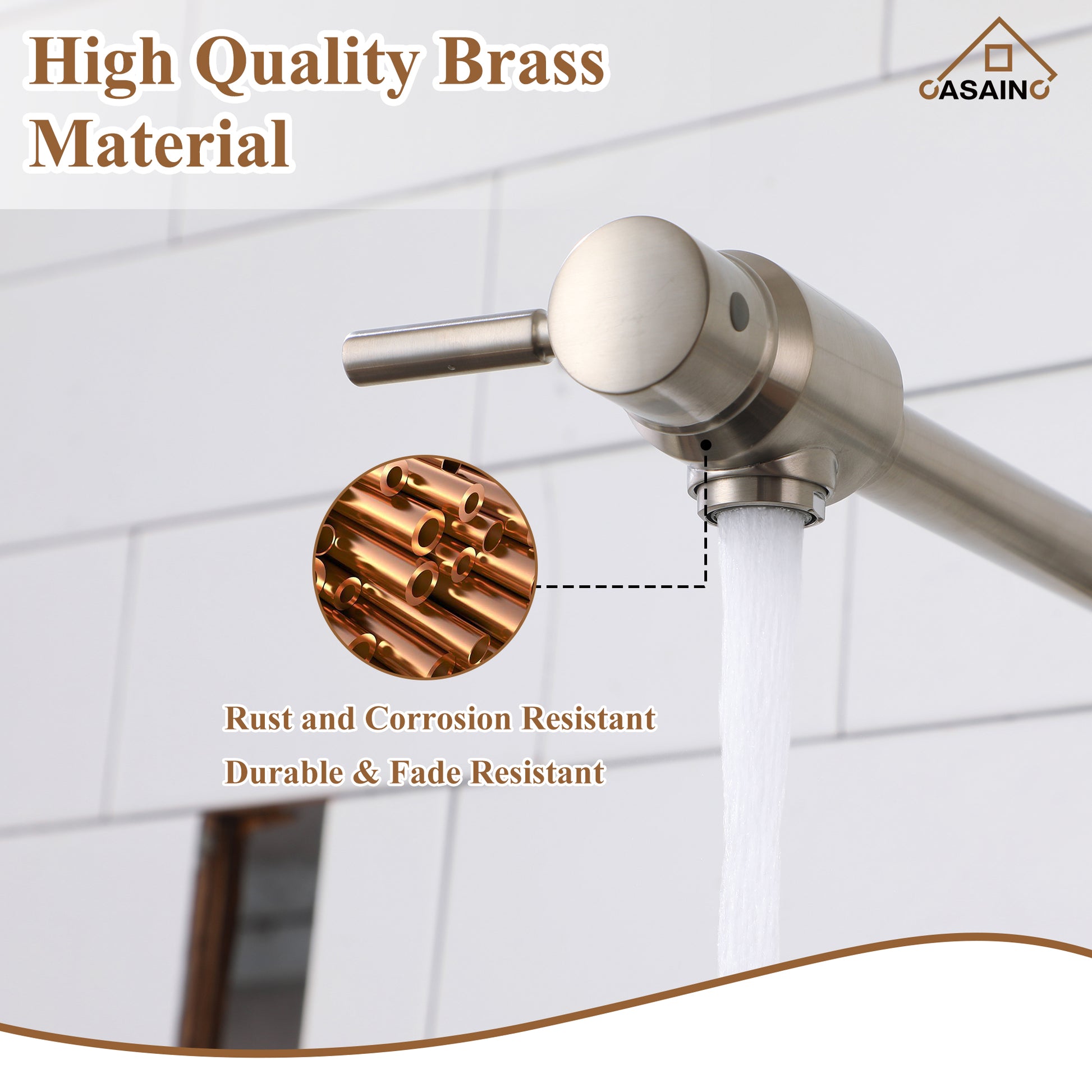 Double Handles Wall-Mounted Folding Pot Filler Space-Saving