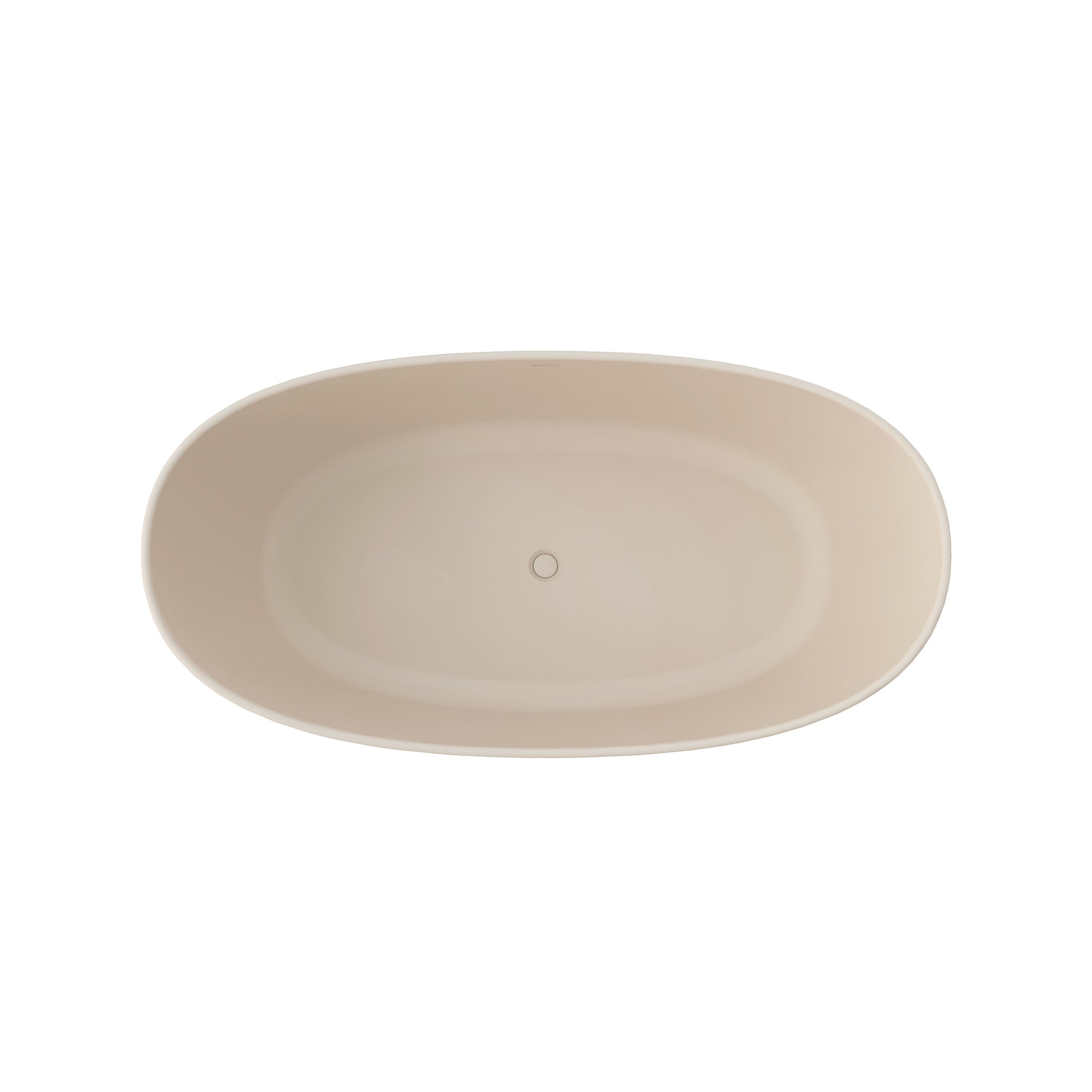 65" Double-Ended Freestanding Solid Surface Bathtub with Modern Cream-Style Soaking