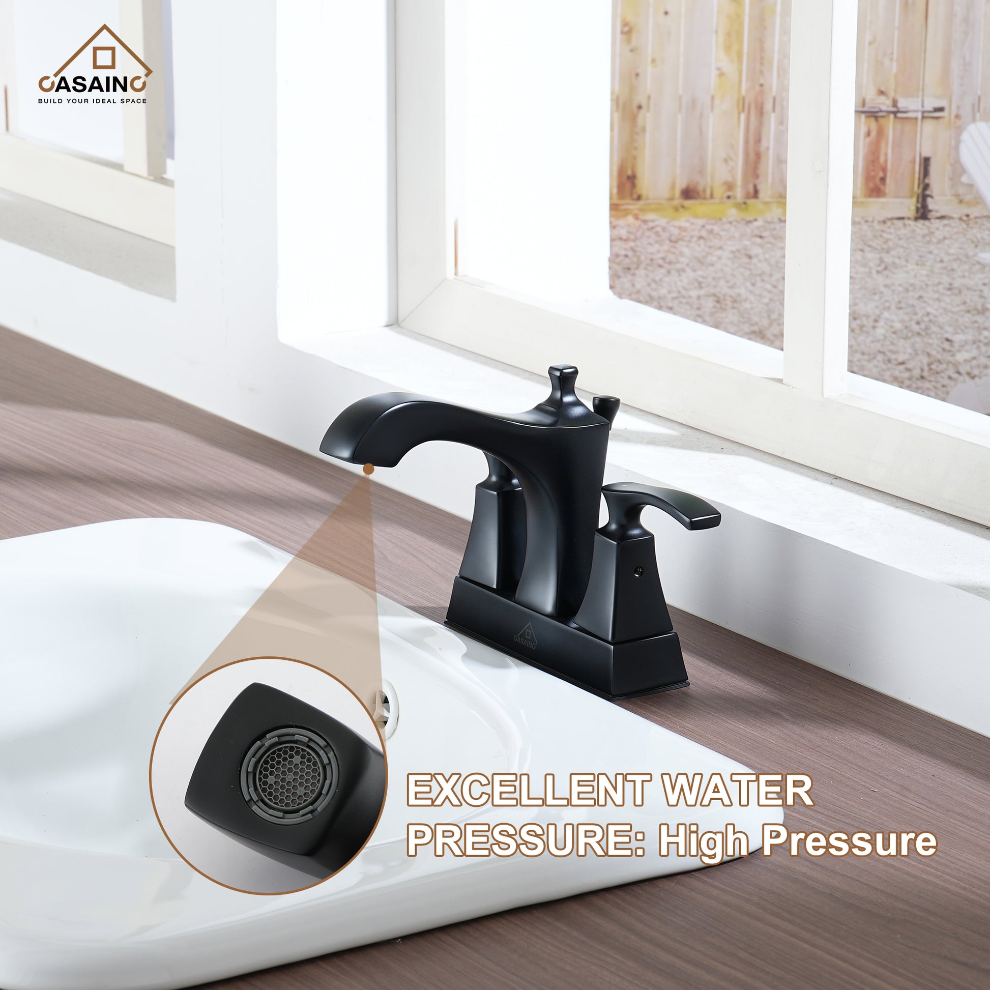 Luxurious 2-Hole Bathroom Sink Faucet Set with Dual Handles, Matte Black Finish