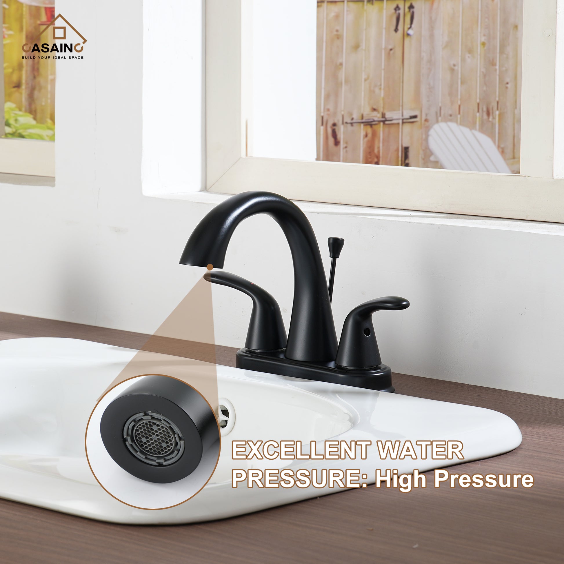 Luxurious Matte Black Bathroom Sink Faucet Set with Dual Handles