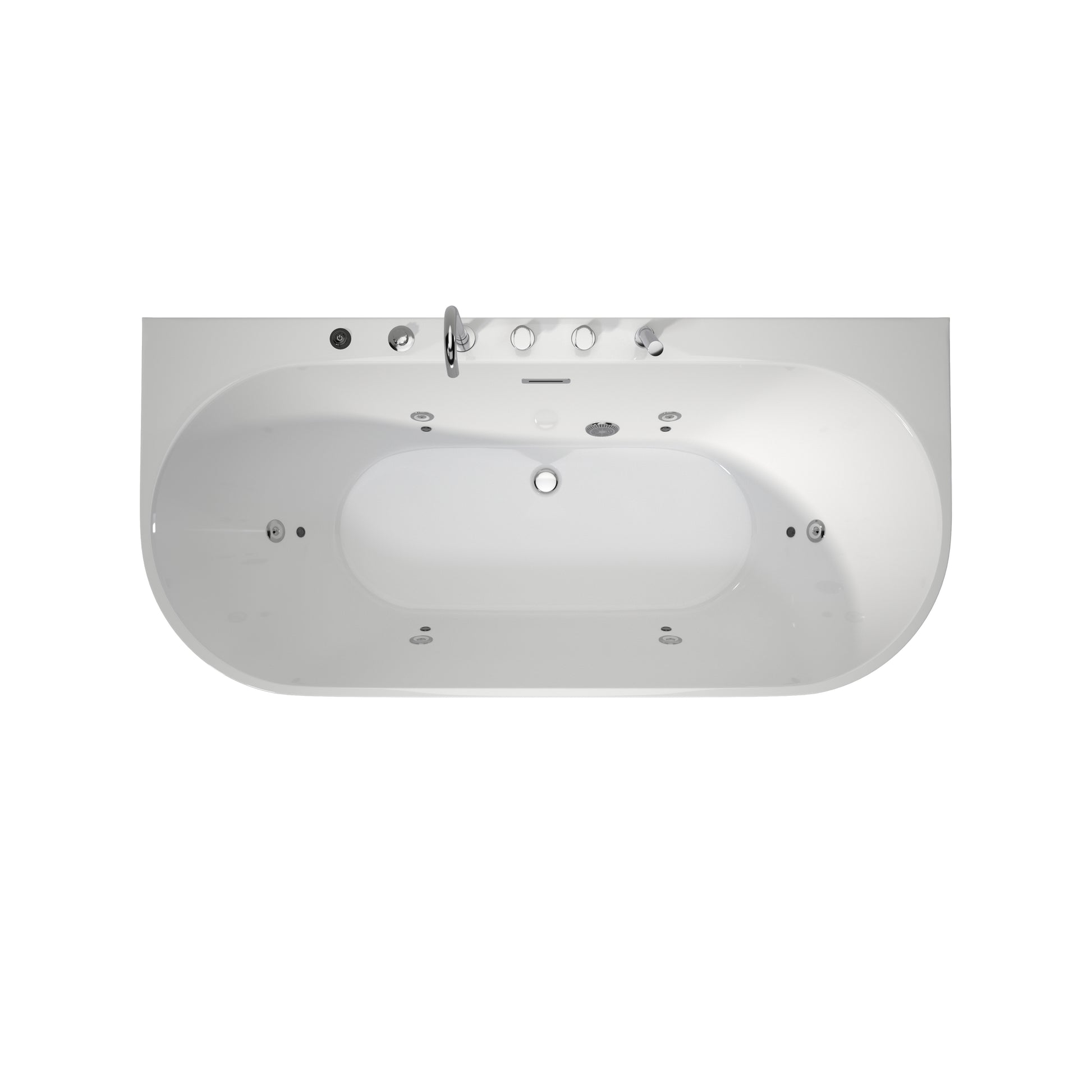 63" Acrylic Freestanding Whirlpool Bathtub with 6 Jets and 7-Color LED Light