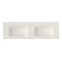 59.5 in. Solid Surface Double Wall-Mounted Basin Sink with 2 Faucet Holes