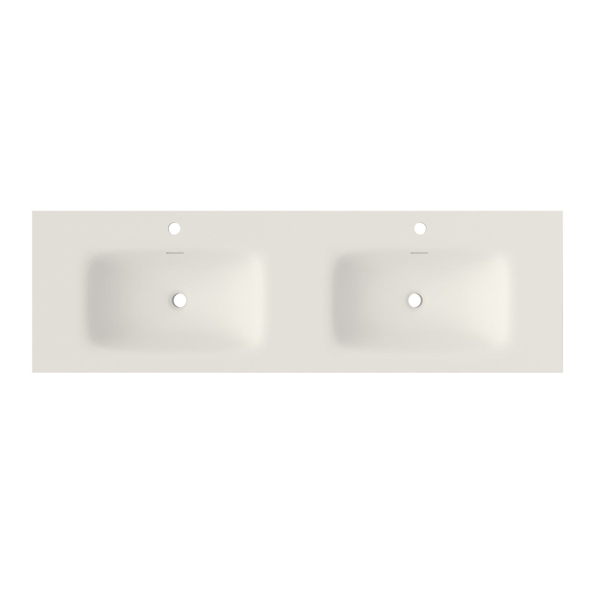 59.5 in. Solid Surface Double Wall-Mounted Basin Sink with 2 Faucet Holes
