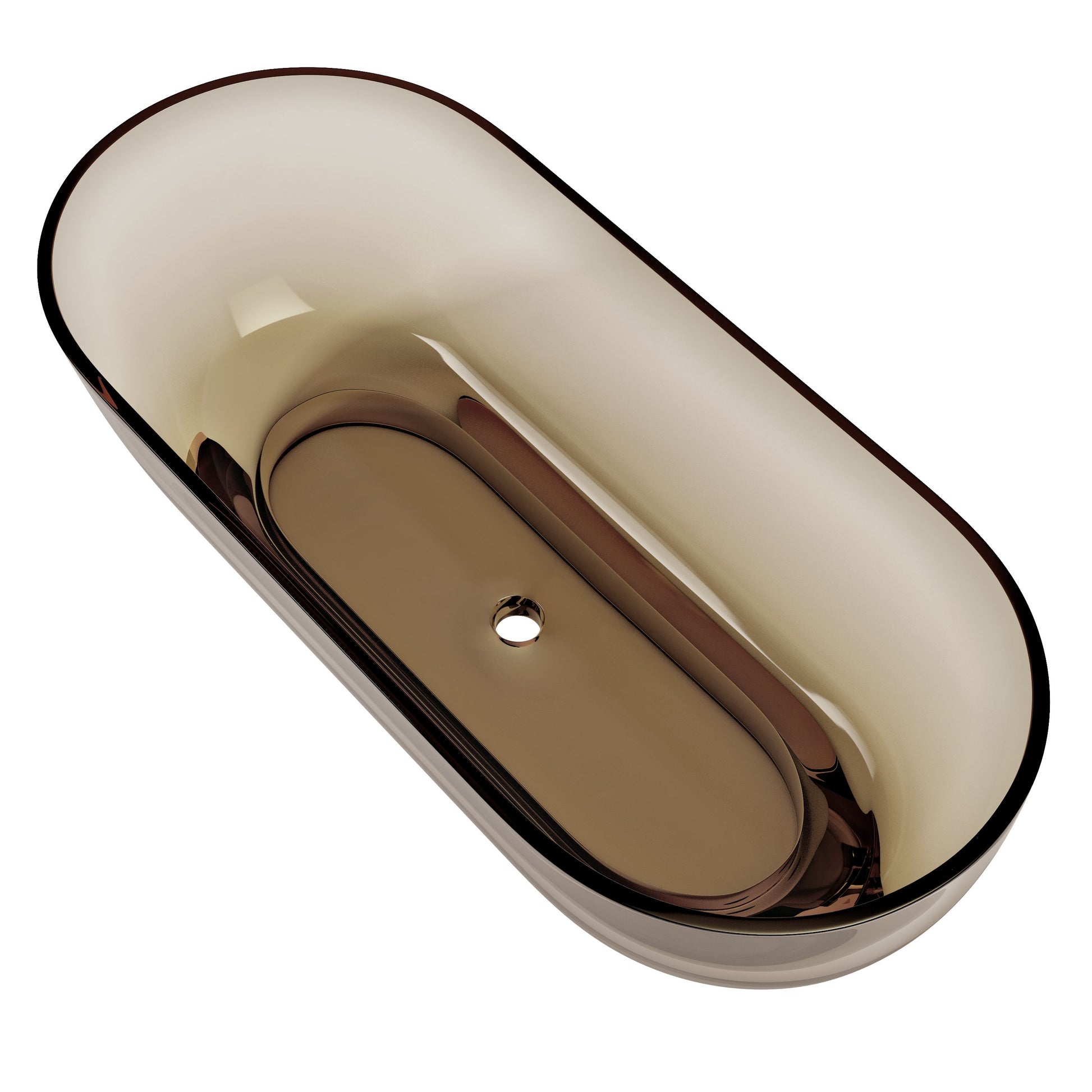 69" Coffee Pure Resin Freestanding Bathtub with Ergonomic Soaking Comfort
