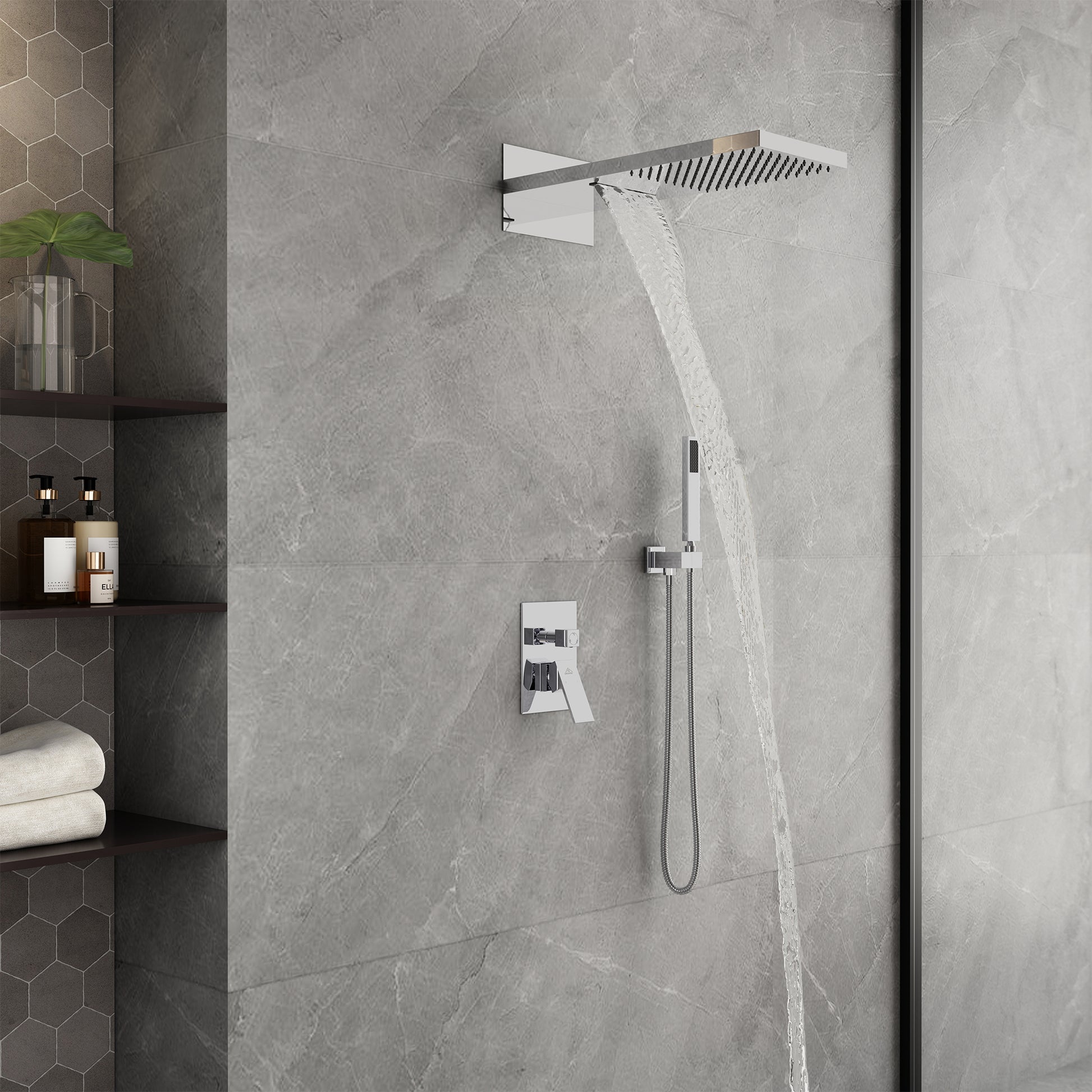 22" Wall Mounted Stainless Steel Shower Systems With Handheld Shower