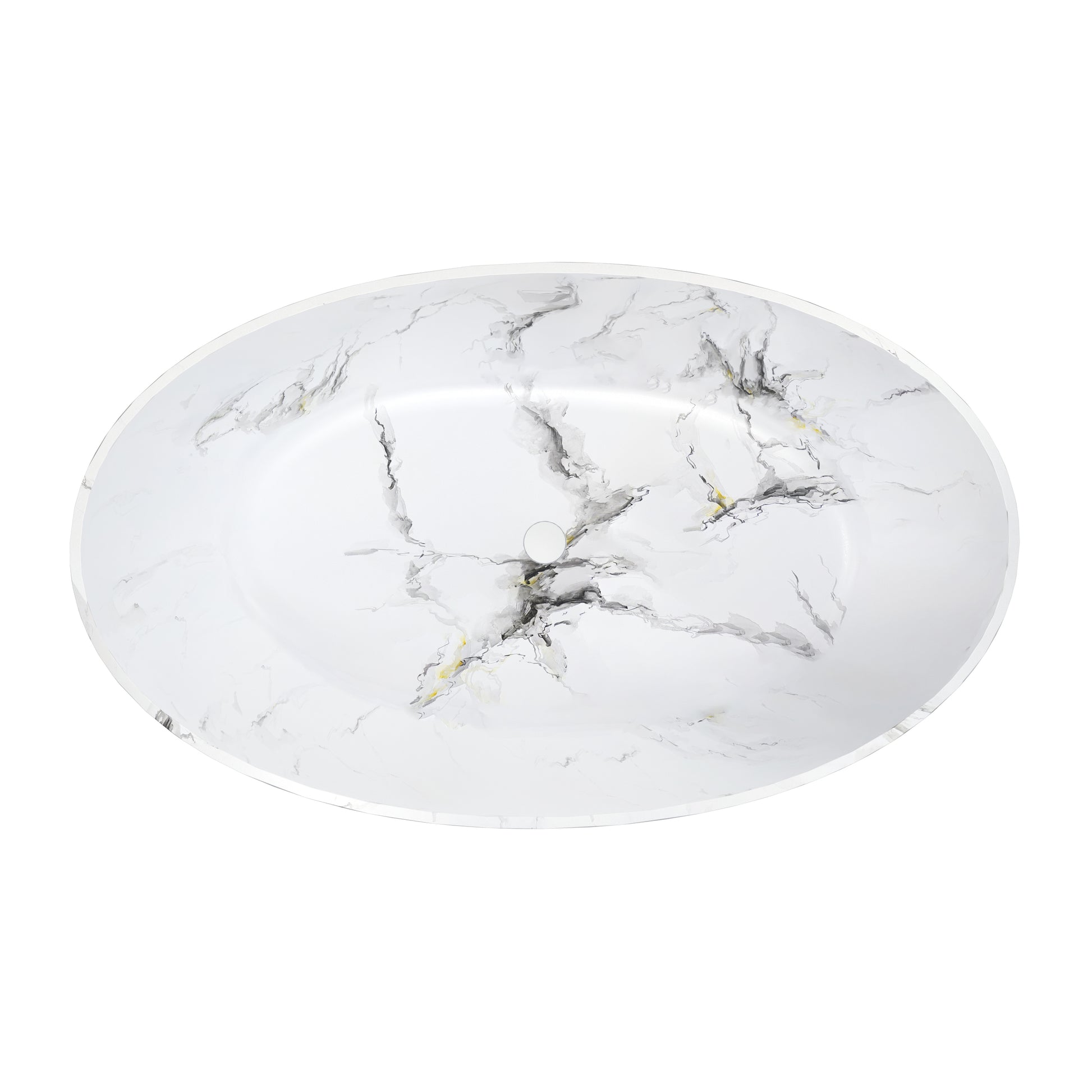 63" Artistic Marble Sculptural Solid Surface Freestanding Soaking Bathtub