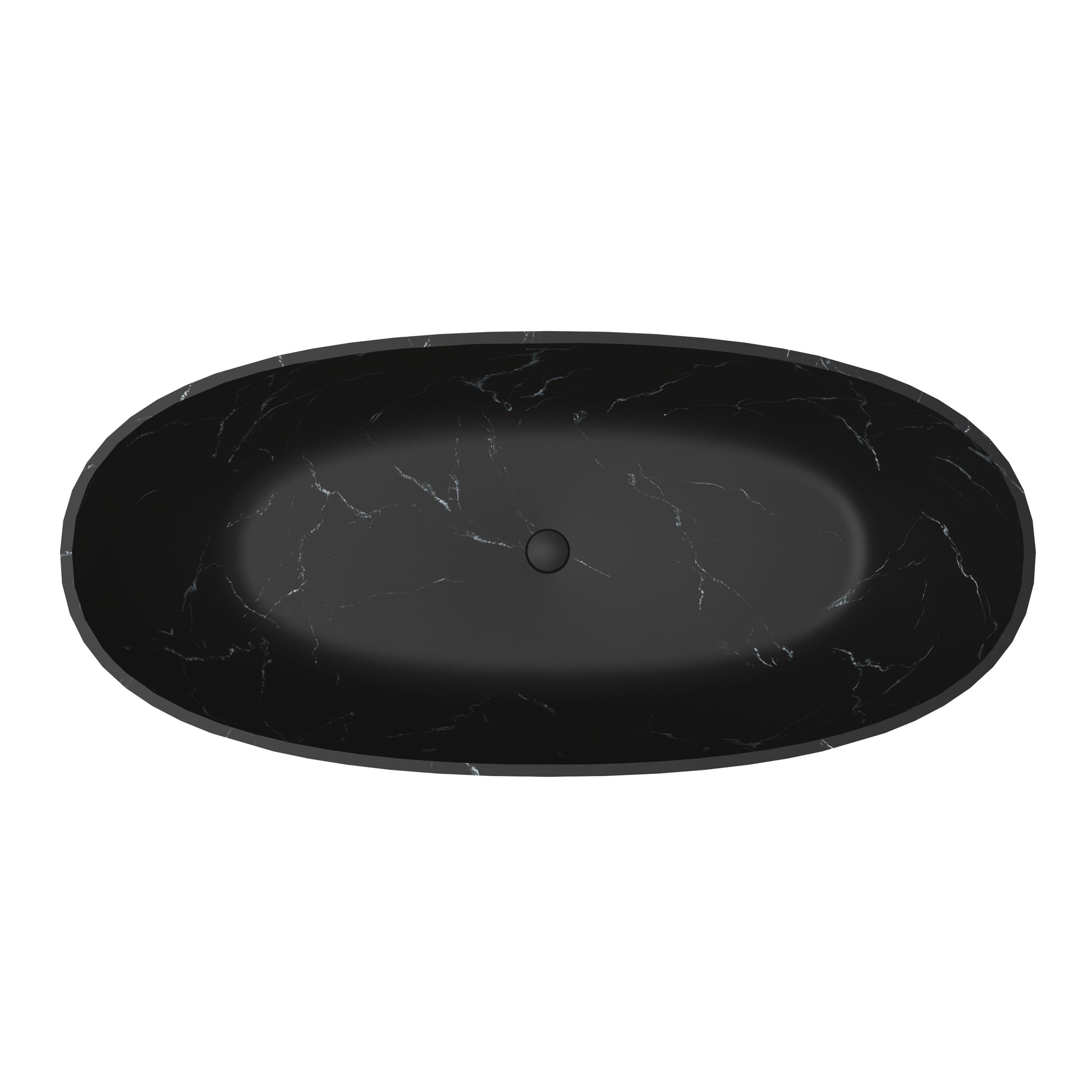 65" Freestanding Solid Surface Oval Bathtub in Marble Look Finish