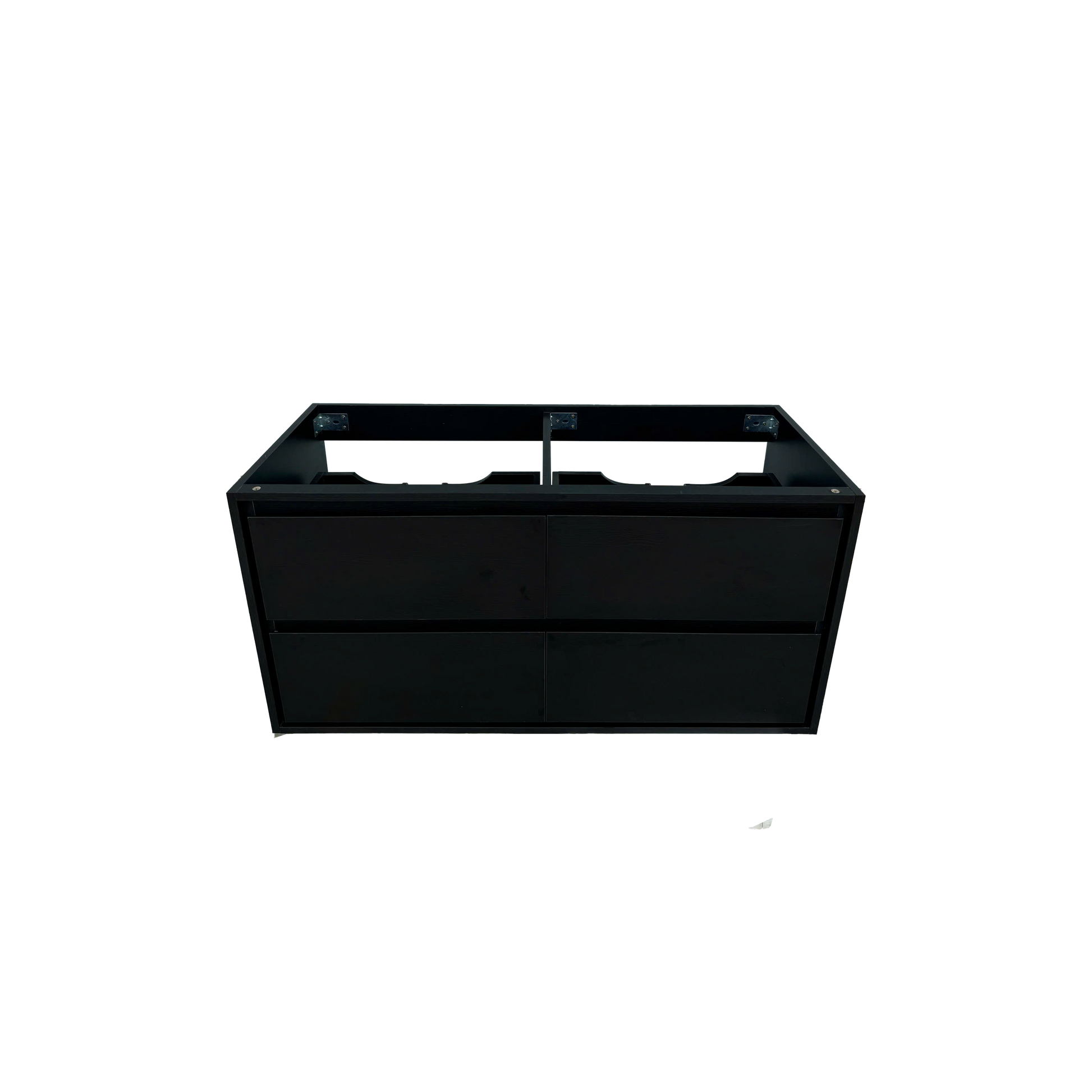 48" Matte Black Wall-mount Bathroom Vanity with Double Sink & Marble Top