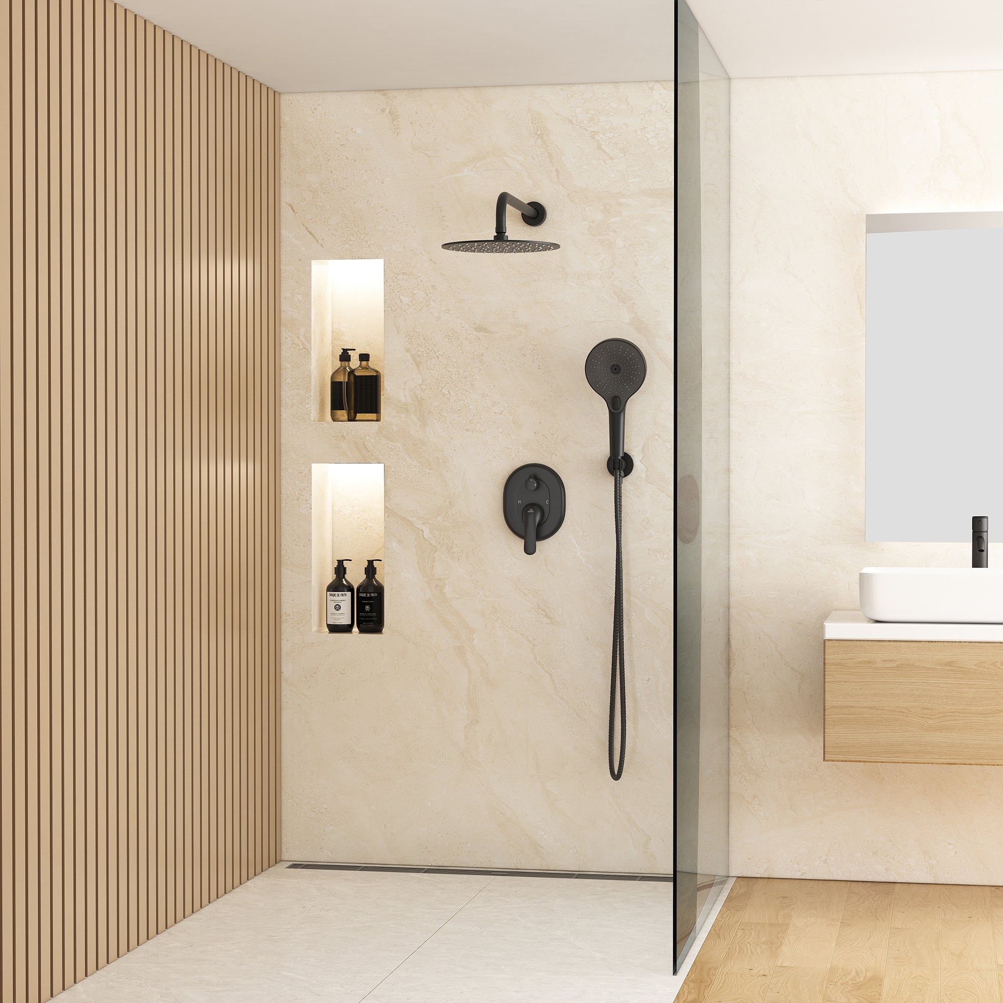 10-Inch Wall-Mounted Rain Shower System with Handheld Shower