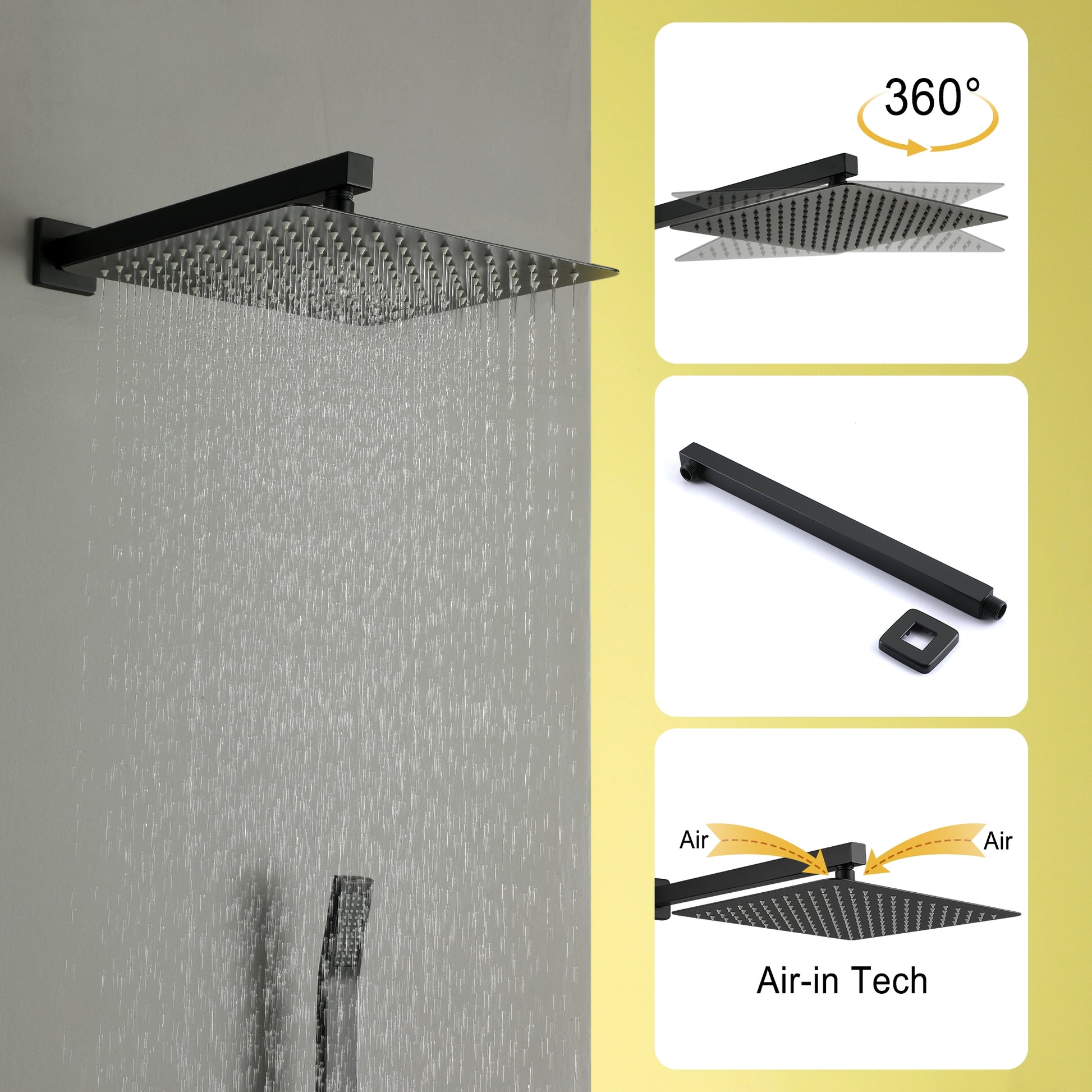 10-inch/12inch Rainfall Shower System With Hand Shower & Pressure-Balanced Valve