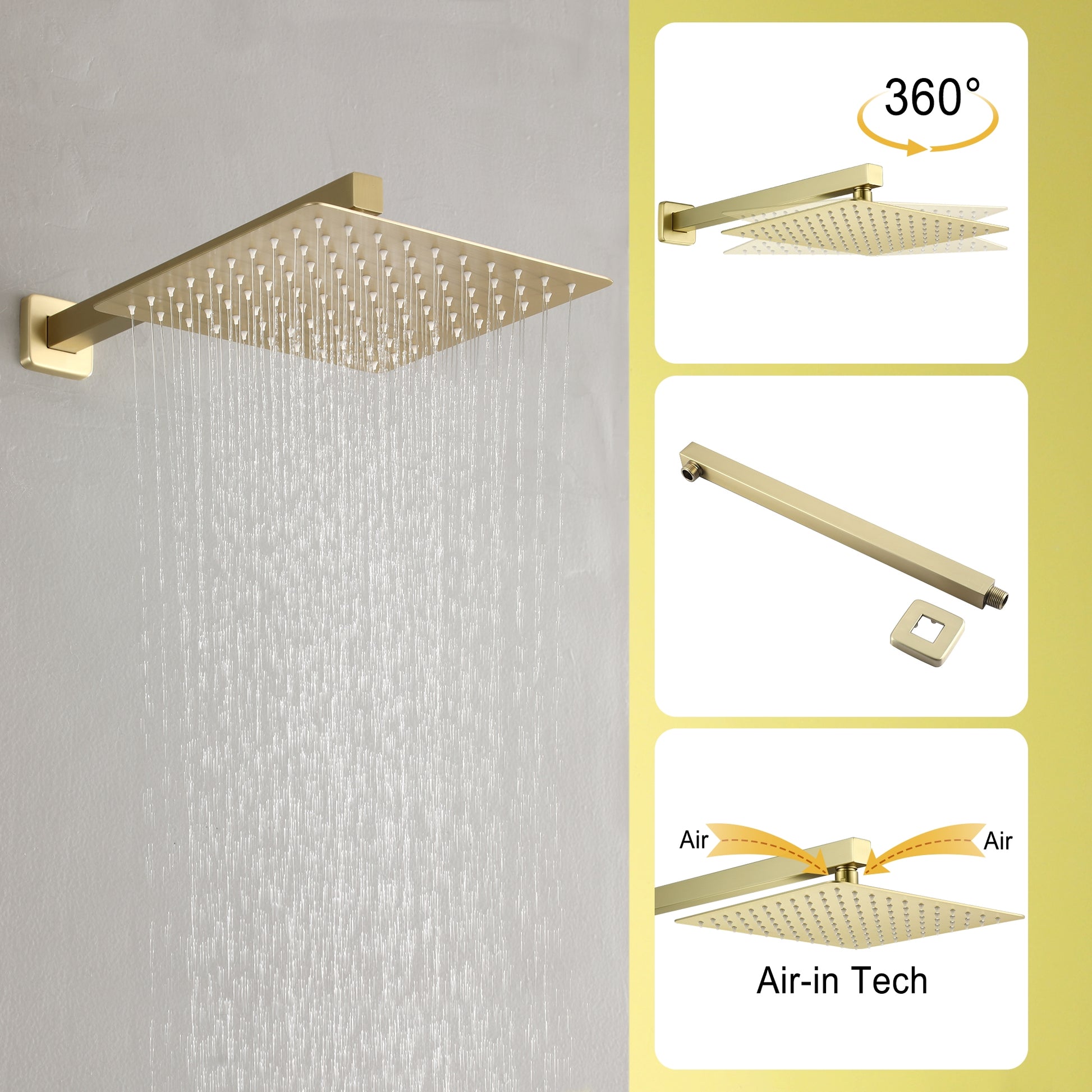 10-inch/12inch Rainfall Shower System With Hand Shower & Pressure-Balanced Valve