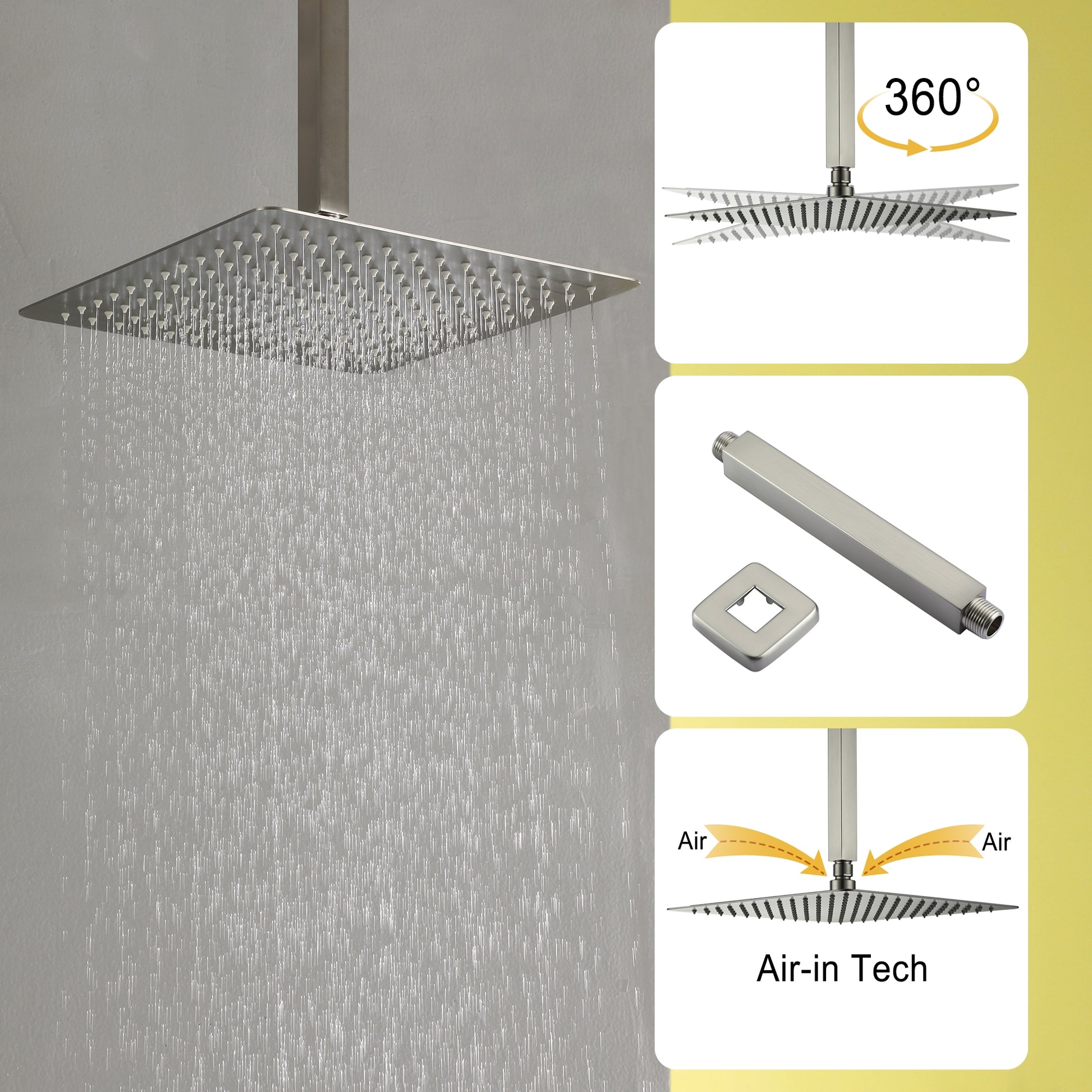 10-inch/12inch Rainfall Shower System With Hand Shower & Pressure-Balanced Valve