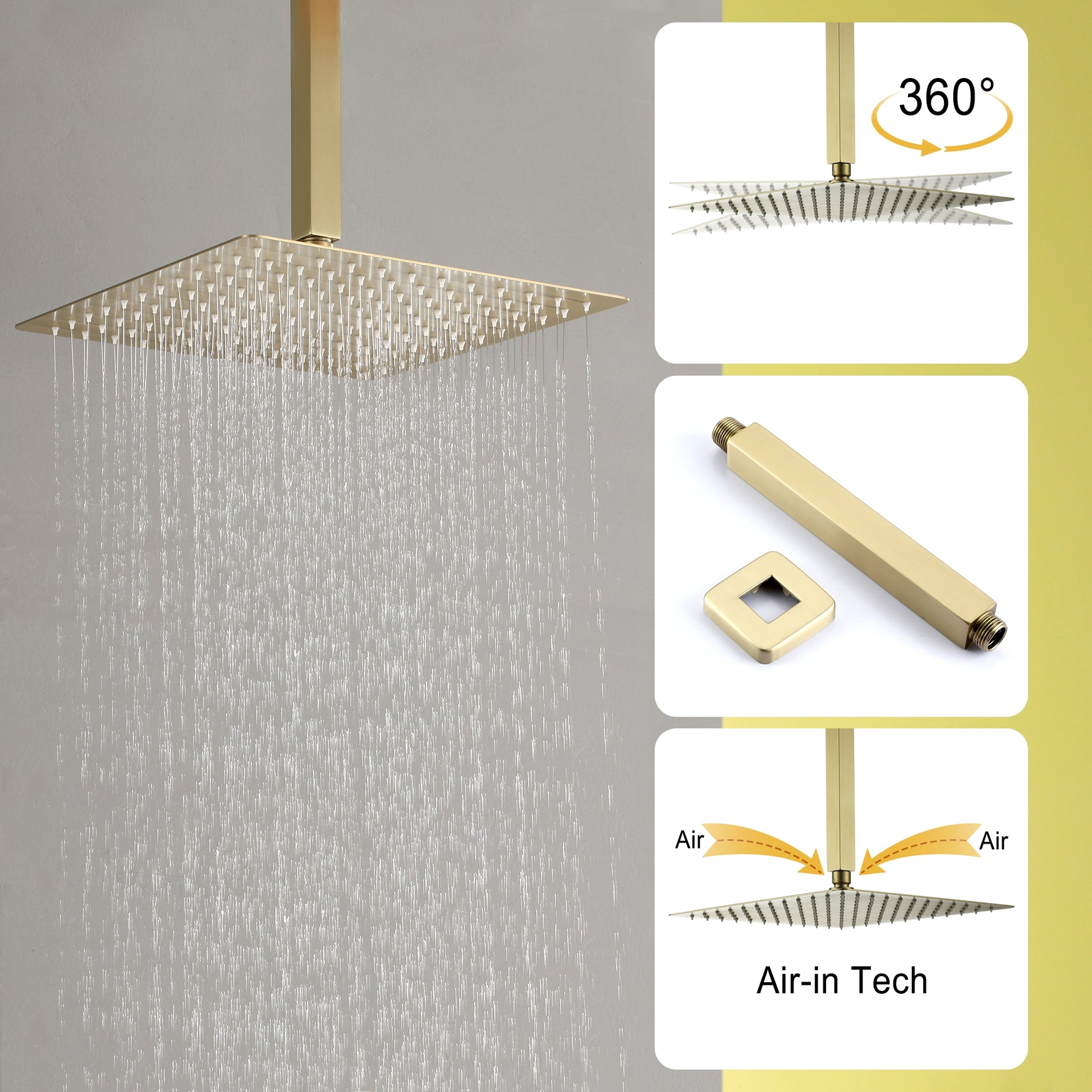 10-inch/12inch Rainfall Shower System With Hand Shower & Pressure-Balanced Valve