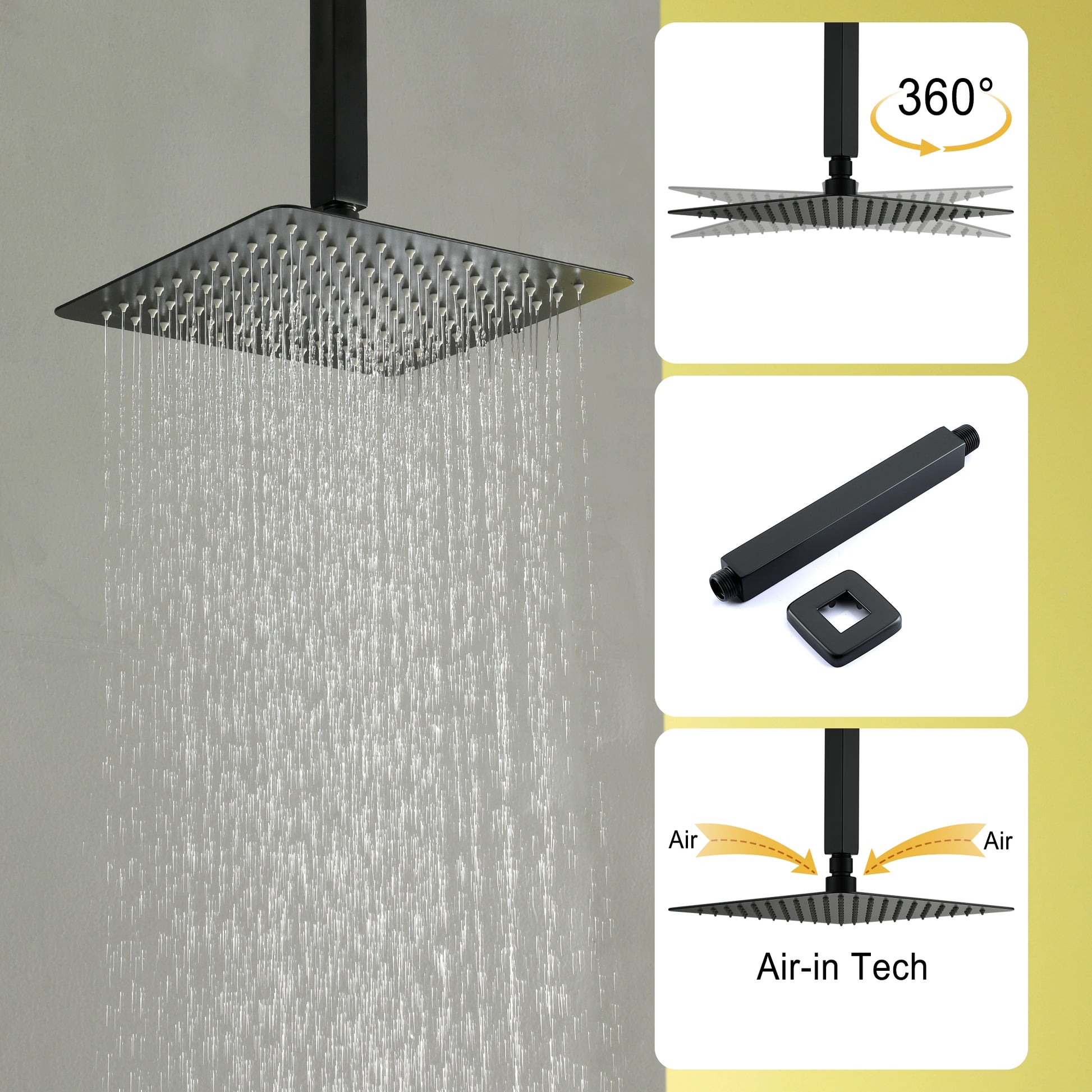 10-inch/12inch Rainfall Shower System With Hand Shower & Pressure-Balanced Valve