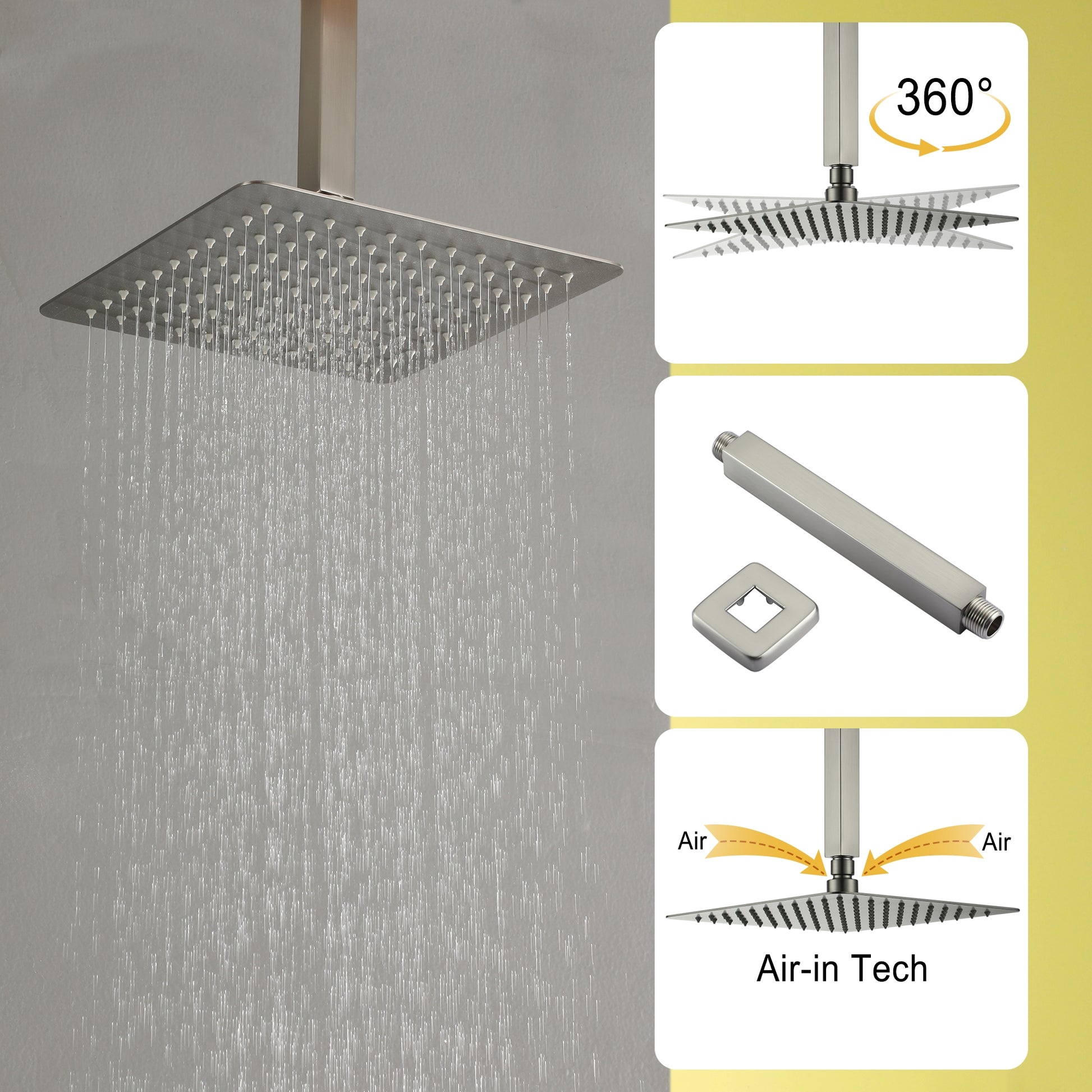 10" Ceiling-Mount Rain Shower System with Handheld Shower in Brushed Nickel