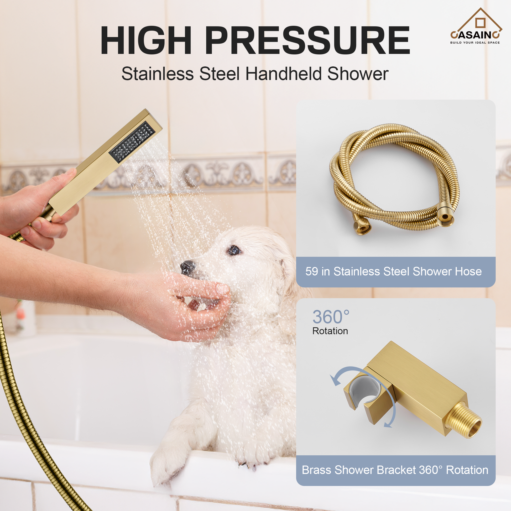 12" Ceiling Mount Rain Shower System with Handheld and Body Jets