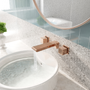Wall-Mounted Waterfall Bathroom Basin Faucet in Brushed Rose Gold 
