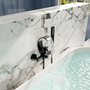 Wall-Mounted Brass Waterfall Tub Filler with Handheld Shower