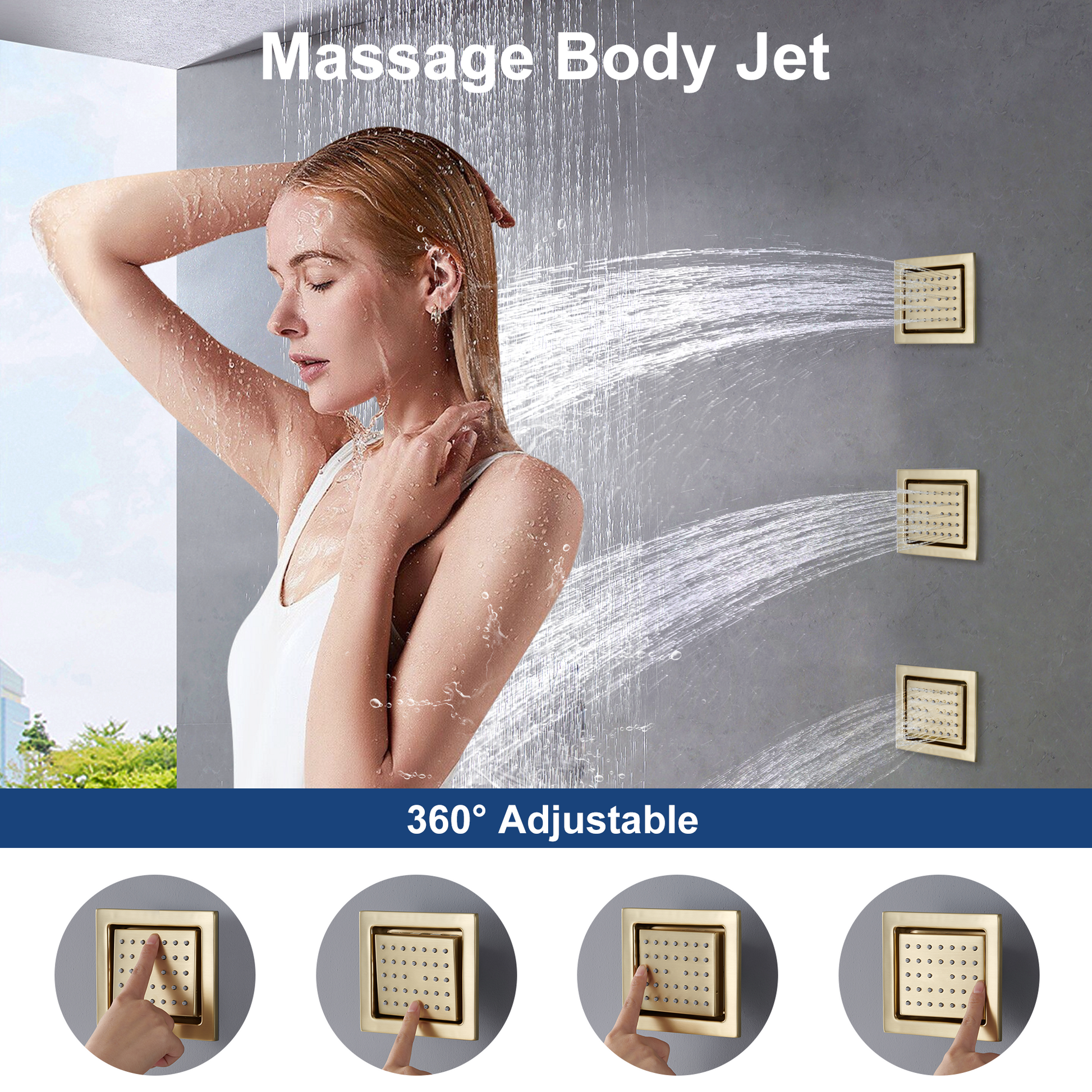 16" Ceiling-Mount 4-Way Shower System with LED Display and Music Player