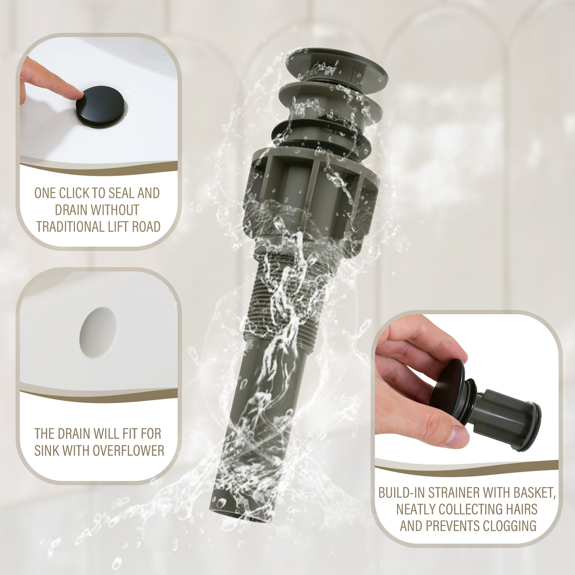 Modern Design 2-Handle Centerset Bathroom Faucet with Pop-up Drain