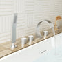 C-Shaped Curved Design 3-Handle Roman Bathtub Faucet with Hand Shower