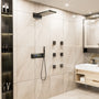 22*9 inch 4-Function Thermostatic Shower System with Digital Display and 6 Body Jets