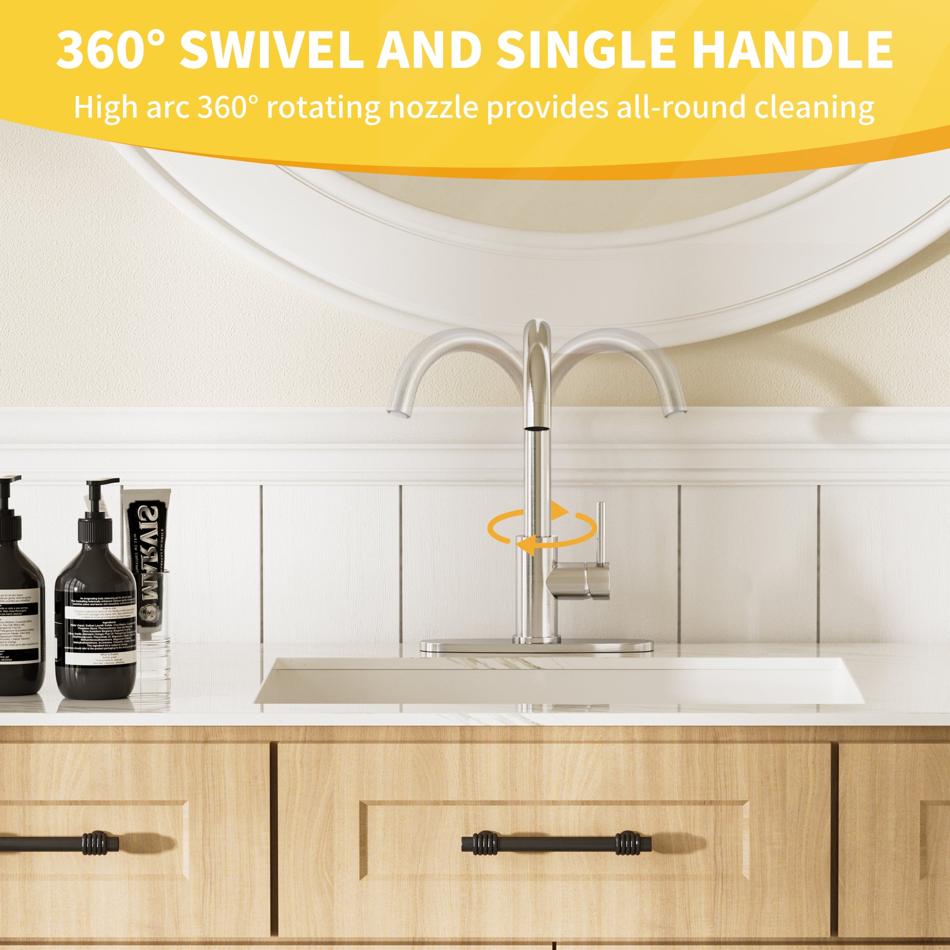 1-Hole/3-Hole Single Handle Bathroom Vanity Faucet with Deck Plate