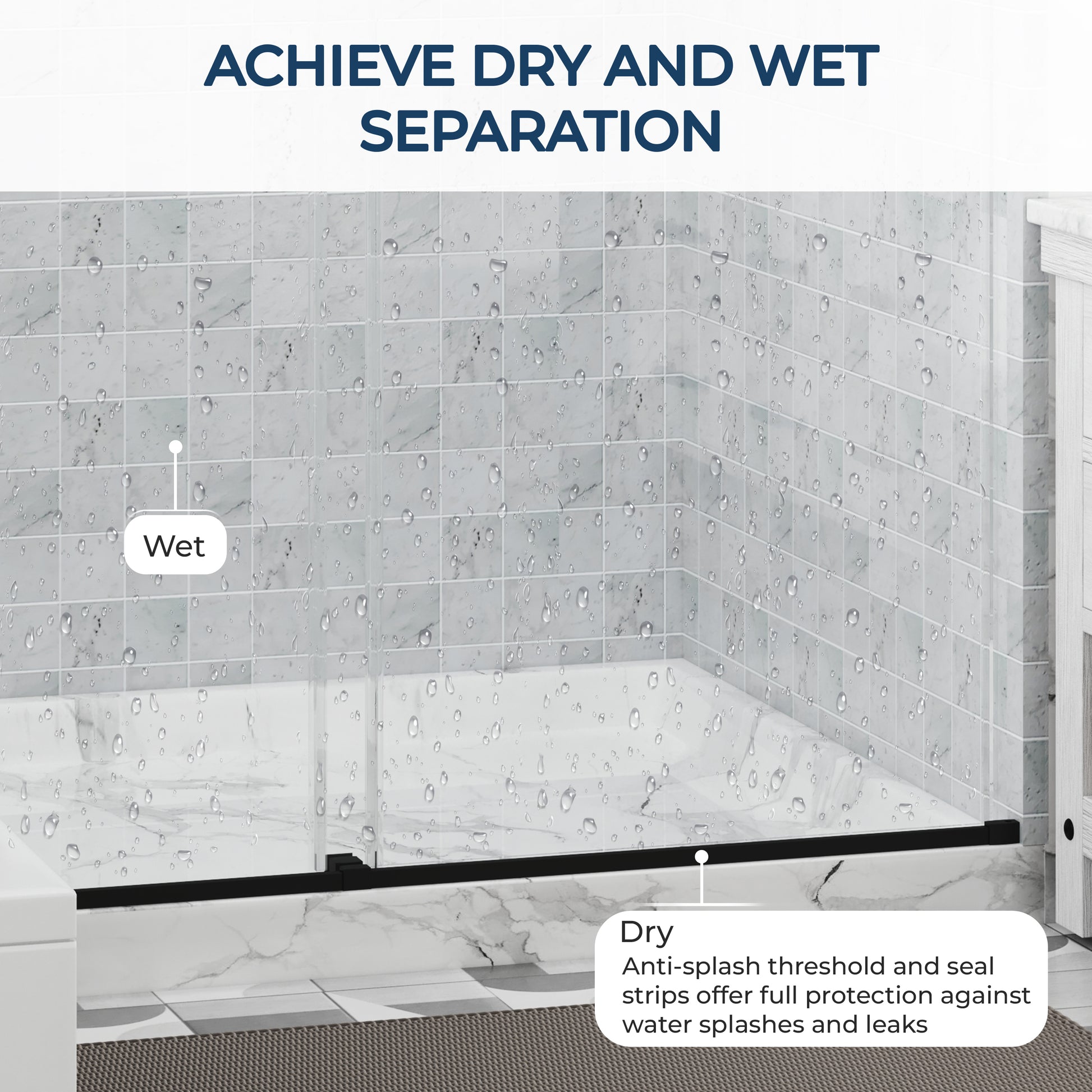 48"x76" Adjustable Frameless Double Sliding Shower Door with Towel Bars