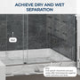 48"x76" Adjustable Frameless Double Sliding Shower Door with Towel Bars
