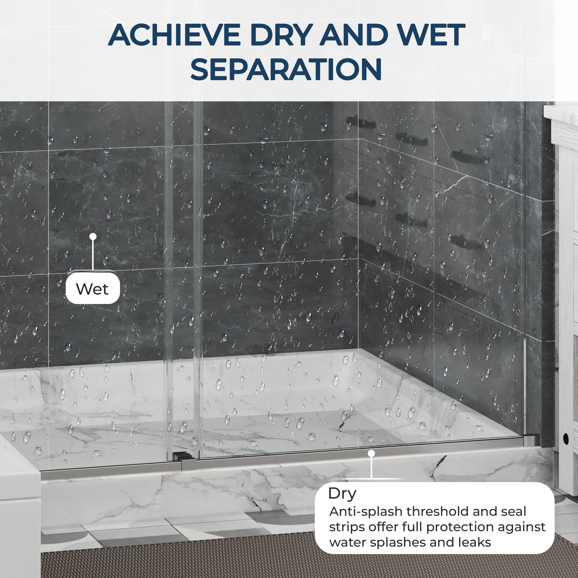 48"x76" Adjustable Frameless Double Sliding Shower Door with Towel Bars