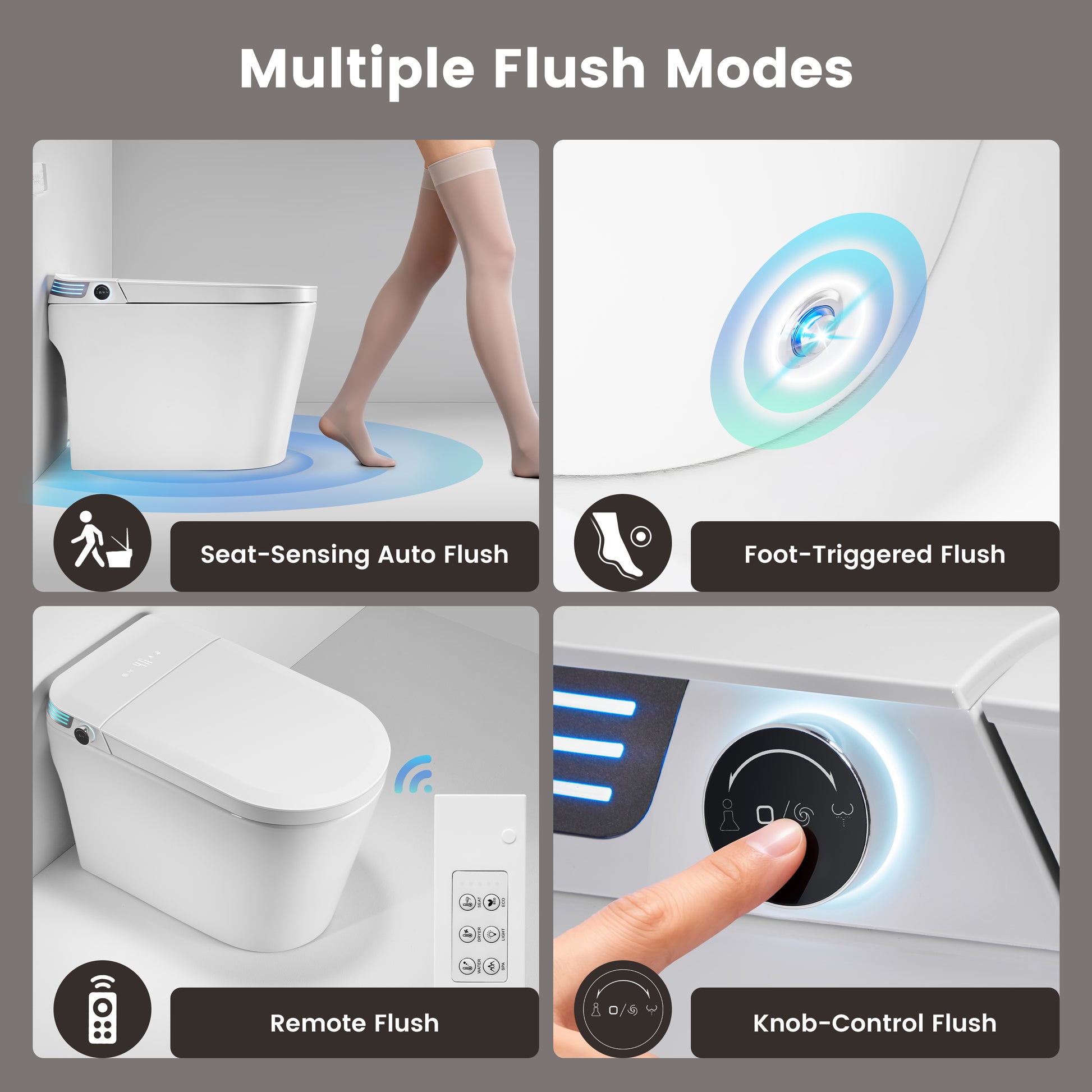 Modern Antibacterial Ceramic Smart Toilet with Side Ambient Lighting