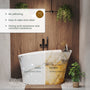 51" Freestanding Solid Surface Soaking Tub with Built-In Seat in Wood Grain & Marble Finish