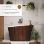 51" Freestanding Solid Surface Soaking Tub with Built-In Seat in Wood Grain & Marble Finish