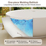 59" Round Solid Surface Freestanding Bathtub for Two in Matte White