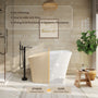51" Matte White Solid Surface Freestanding Bathtub with Integrated Seat
