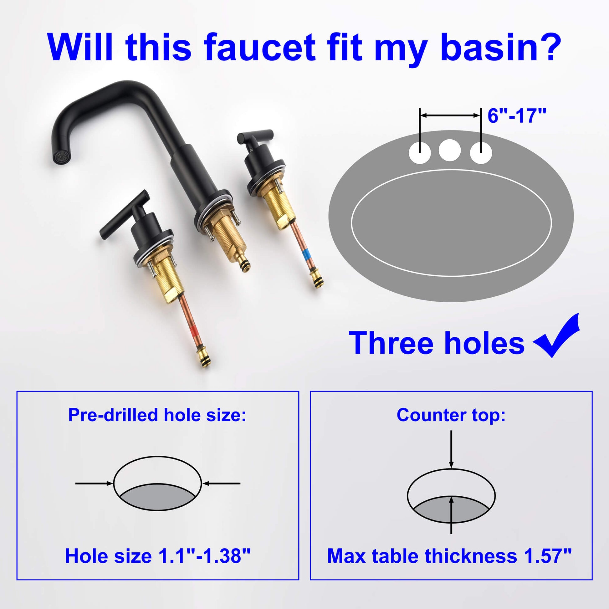 3-Hole 8 Inch Widespread 2-Handle Mid-Arc Bathroom Sink Faucet