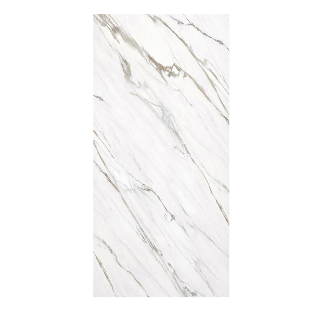3-Piece Calacatta Gold White SMC Marble Shower Wall Panels for Luxury Shower Spaces