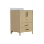 24"/36" Single Sink Bathroom Vanity with Light Natural Wood & Marble Top