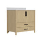 24"/36" Single Sink Bathroom Vanity with Light Natural Wood & Marble Top
