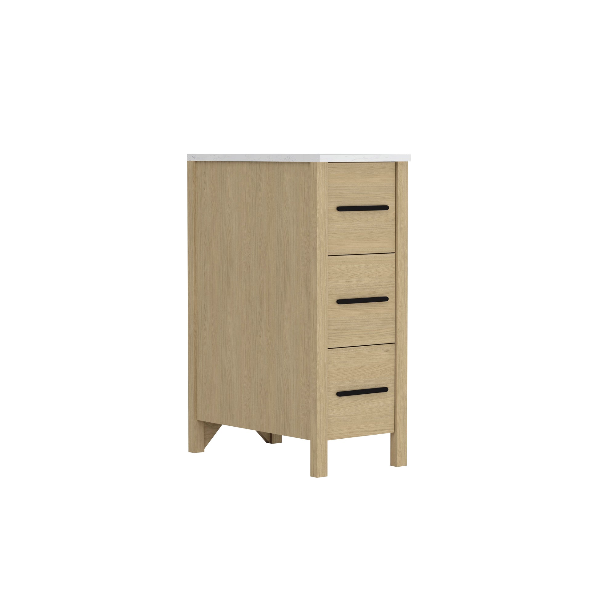 12" Corner Bathroom Vanity with Light Natural Wood & 3 Drawers